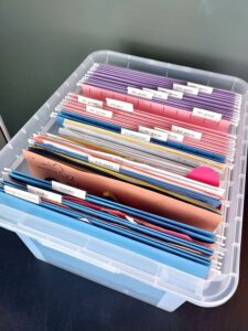 kids keepsake memory box organized by school year