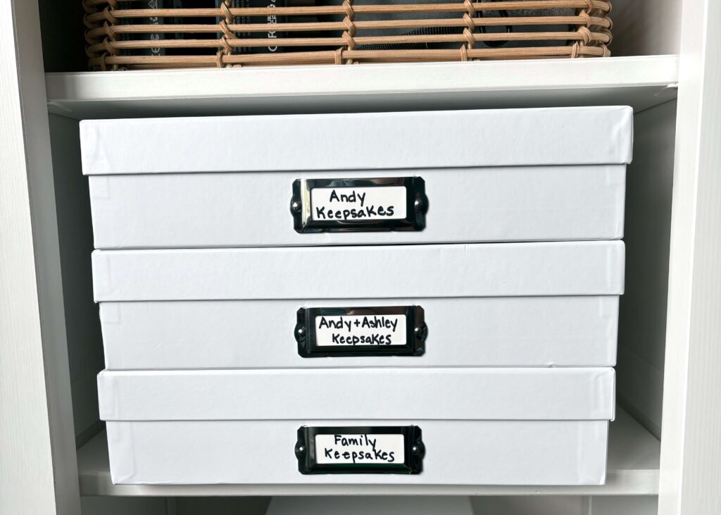 organized memorabilia storage system using hanging file folders